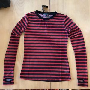 Mesh Red and Black striped long sleeve